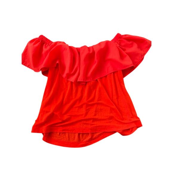 French Connection Off-the-Shoulder Ruffle Top – Red, Sunset Wave, S - Picture 10 of 10